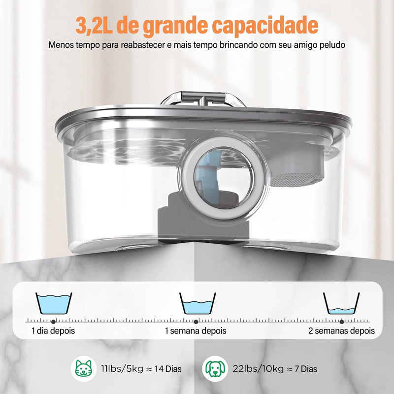 Bebedouro Automático para Gatos em Aço Inox 3,2L com Filtro Avançado - Envio Rápido do Brasil