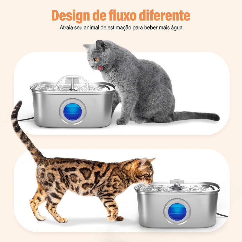 Bebedouro Automático para Gatos em Aço Inox 3,2L com Filtro Avançado - Envio Rápido do Brasil