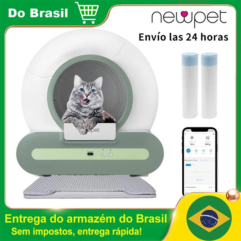 Caixa de Areia Automática para Gatos com Desodorização Iônica - Limpeza Inteligente com Controle por App