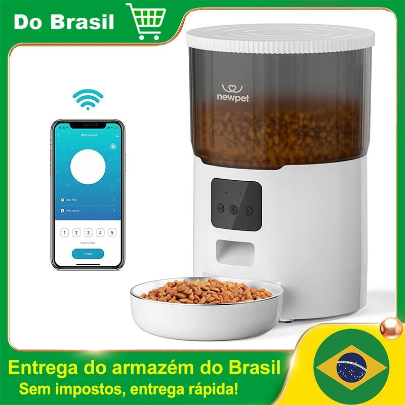 Alimentador Automático Inteligente para Pets 4L - Controle de Porções, Gravação de Voz e Alimentação Programada