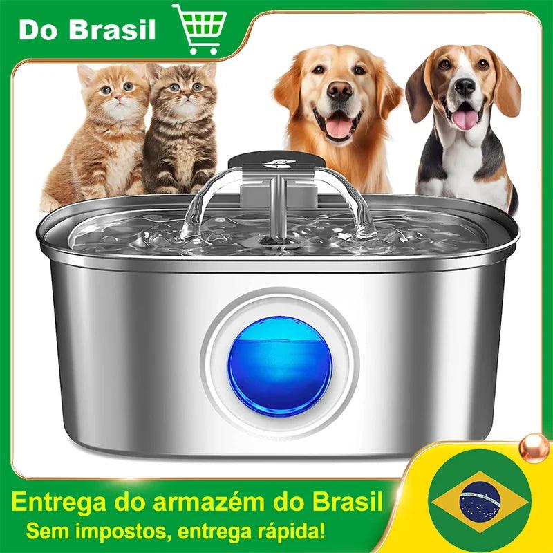 Bebedouro Automático para Gatos em Aço Inox 3,2L com Filtro Avançado - Envio Rápido do Brasil