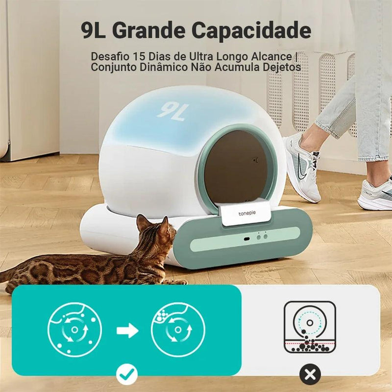 Caixa de Areia Automática para Gatos com Desodorização Iônica - Limpeza Inteligente com Controle por App