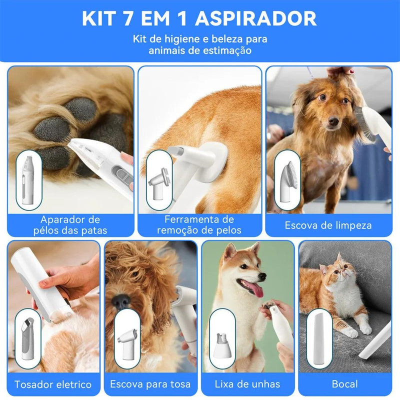 Aspirador de Pelos para Pets 7 em 1 com 3 Modos de Sucção – Envio Rápido do Brasil!