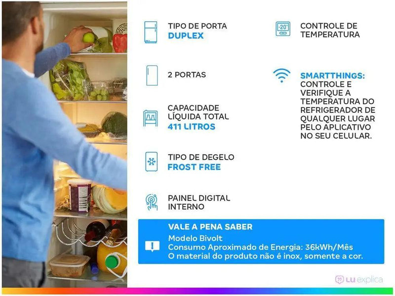 Geladeira/Refrigerador Samsung Frost Free Duplex Smart 411L RT42 - Tecnologia e Espaço Sob Medida!