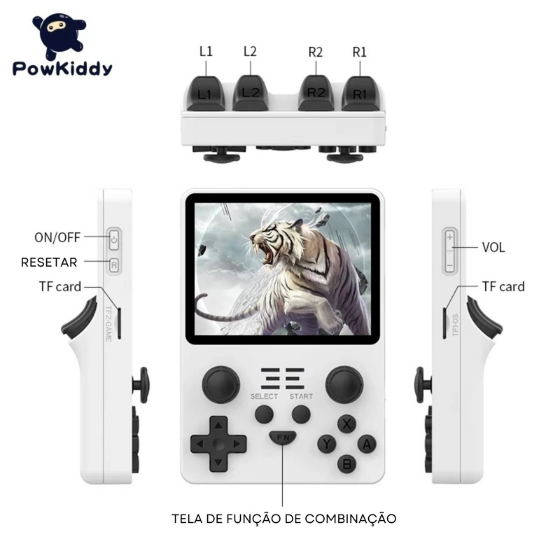 GameHub Max - PowKiddy: Console Portátil com 53.000 Jogos Retrô